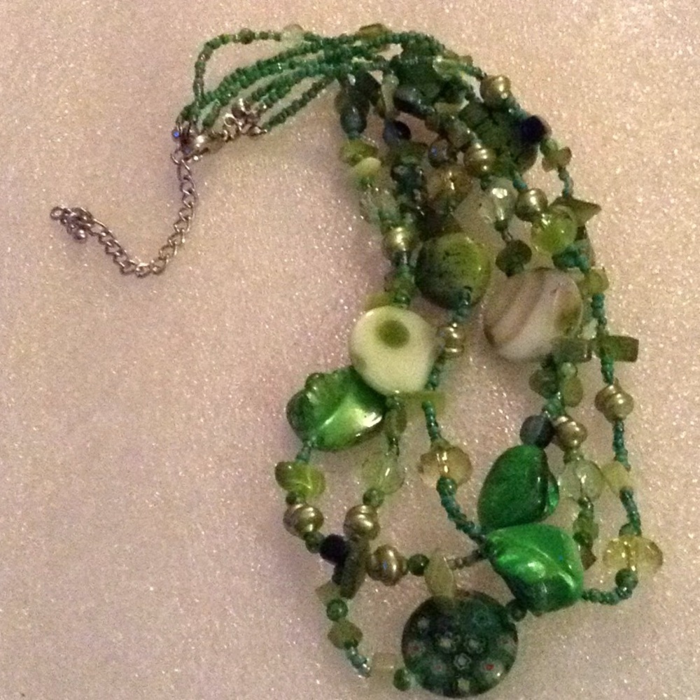 Multi Stone /Beads Statement Necklace - image 5